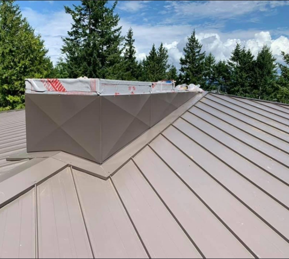 Completed roof repair with new shingles and clean finished edges on a Parkland County home